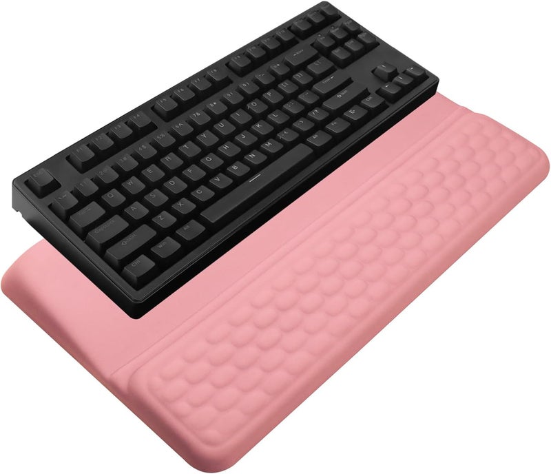 KEPUTAIER Computer Keyboard Stand with Wrist Rest, Ergonomic Tilted Keyboard Holder - Keyboard Riser with Wrist Pad - Keyboard Tray Support for Office Home - Pink - Image 1